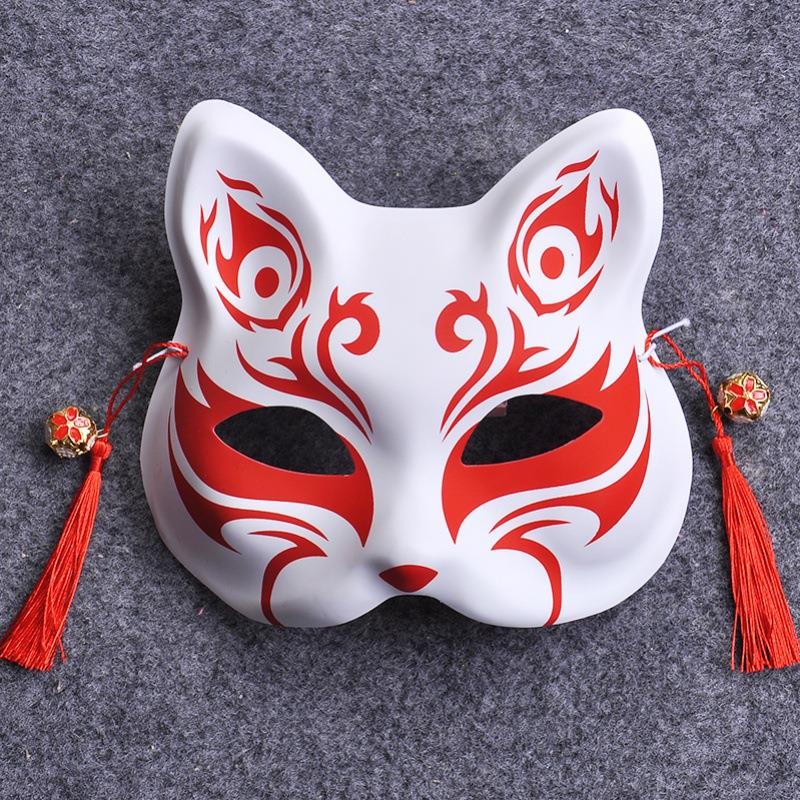 手绘狐狸半脸面具猫二次元动漫男女脸谱舞会狐妖面具古风 中国风 - 图0