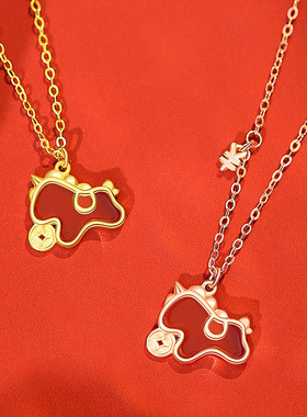 马上有钱项链本命年招财吊坠