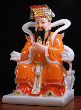 汉白玉彩绘玉皇大帝王母娘娘神像