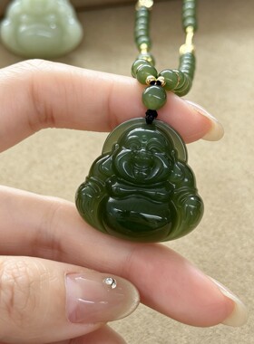 天然和田玉佛公吊坠项链母亲节
