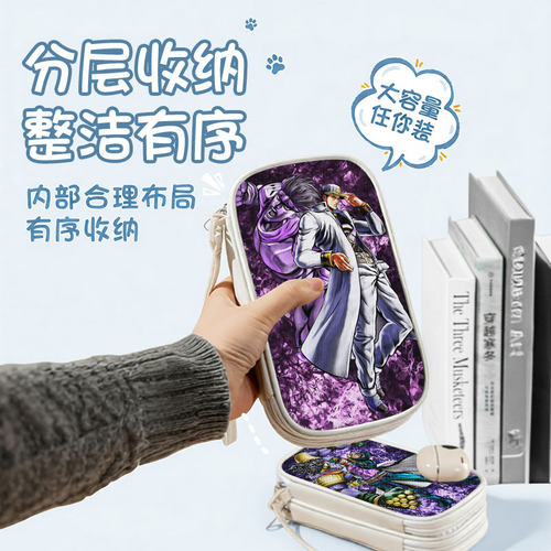 jojo的奇妙冒险数据线收纳包手机充电器大容量移动硬盘有线耳机充电宝保护套u盘收纳盒充电线收纳袋ccd相机包 - 图1