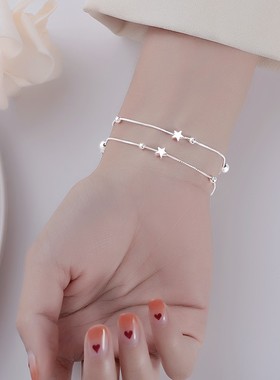 925纯银双层星手链女小众