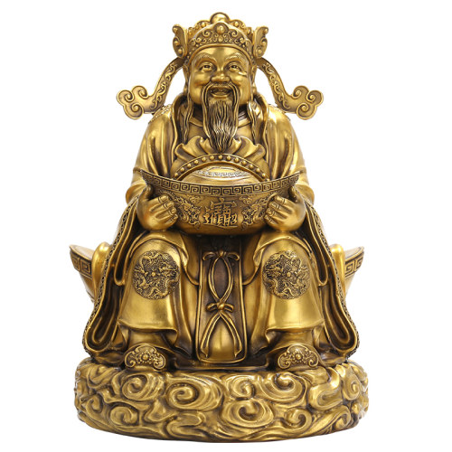 黄铜财神爷神像摆件家居供奉元宝文昌位文财神客厅店铺开业礼品 - 图3