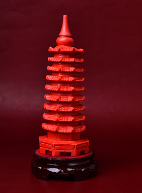 天然红砂文昌塔9层红色学生桌用九层文昌摆件客厅书房办公室礼品