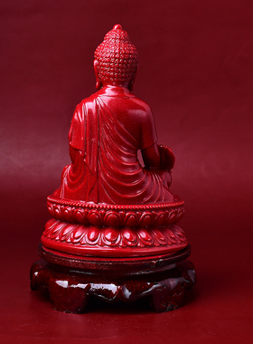 朱砂药师佛摆件居家供奉客厅家用佛具镇宅莲花底座紫金砂如来佛像