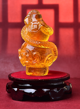 海清阁灵蛇进禄琉璃摆件属牛人2026年马年吉祥物生肖牛饰品礼物