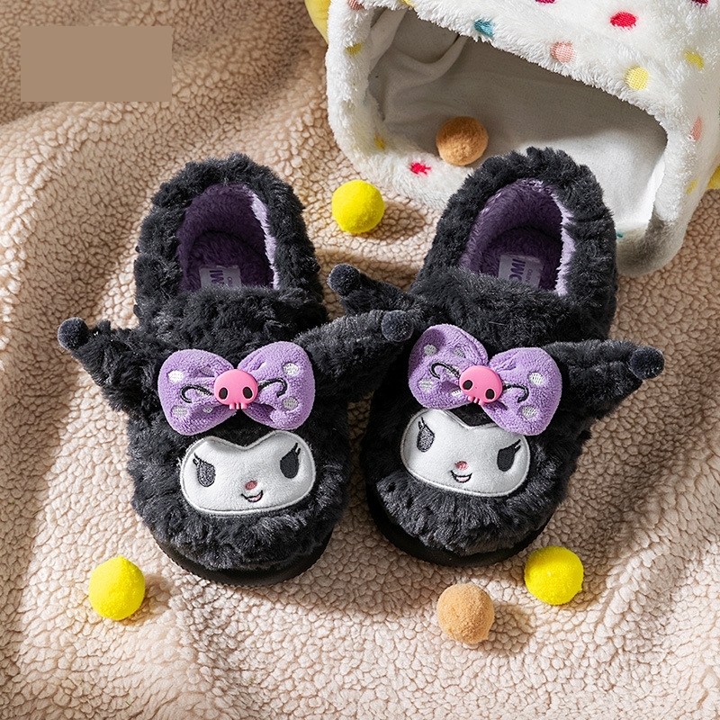 三丽鸥女童棉拖鞋包跟秋冬季女孩家居室内防滑凯蒂猫儿童毛绒棉鞋,淘宝优惠券,粉丝福利购,淘宝优惠卷