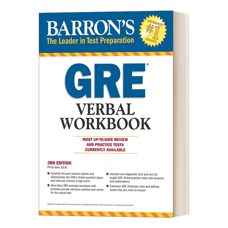 英文原版 Barron's GRE Verbal Workbook 巴朗GRE词汇训练 英文版 进口英语原版书籍 - 图0