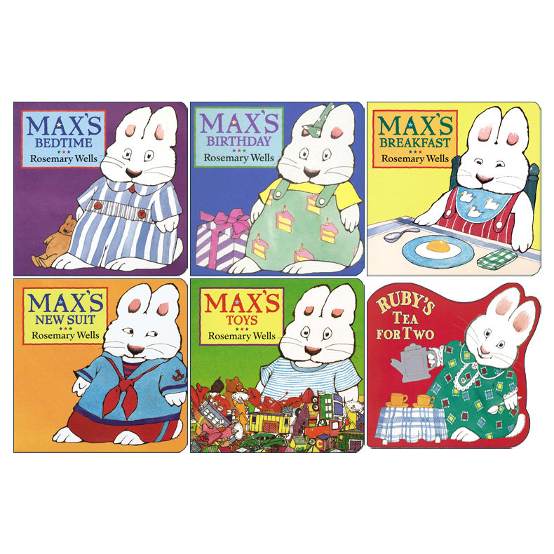 英文原版 Max and Ruby 小兔麦斯和露比系列6册 儿童启蒙认知绘本 纸板书 鹅妈妈童谣作者Rosemary Wells 英文版 进口英语原版数据