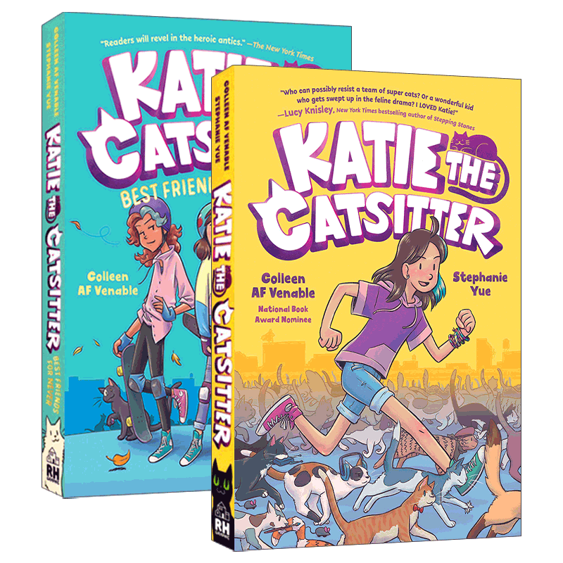 英文原版 Katie the Catsitter 爱猫的凯蒂系列2册 全彩漫画绘本图画书 幽默爆笑 适合女孩 小学生英文课外阅读 英文版 进口英语书