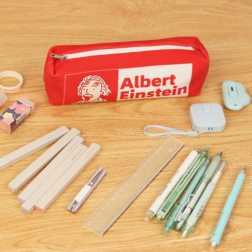 Planck普朗克日系大容量帆布笔袋定制手绘科学家学生铅笔袋文具盒 - 图1