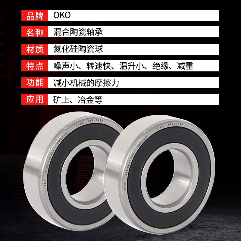 进口轴承瑞典OKO混合陶瓷球6202V超高速6203V马达P5/P4/P2氮化硅 - 图0