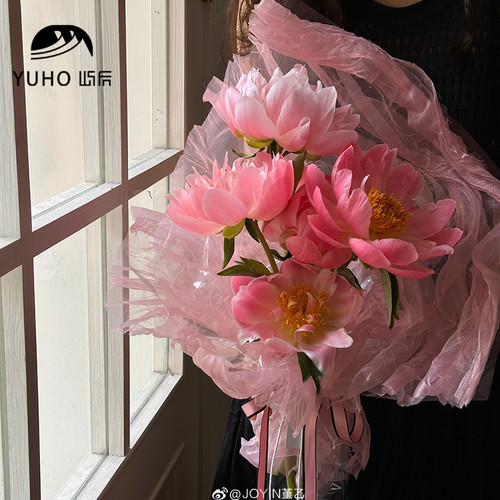 屿后 流光欧根纱包花纱鲜花花束网纱花店diy手工道具花艺包装资材 - 图0