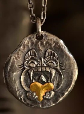 新中式民族风复古发财爱心瓦猫项链个性国潮时尚卫衣链情侣款颈链