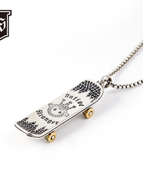 NATIVE STRANGER滑板项链皇冠猴925银