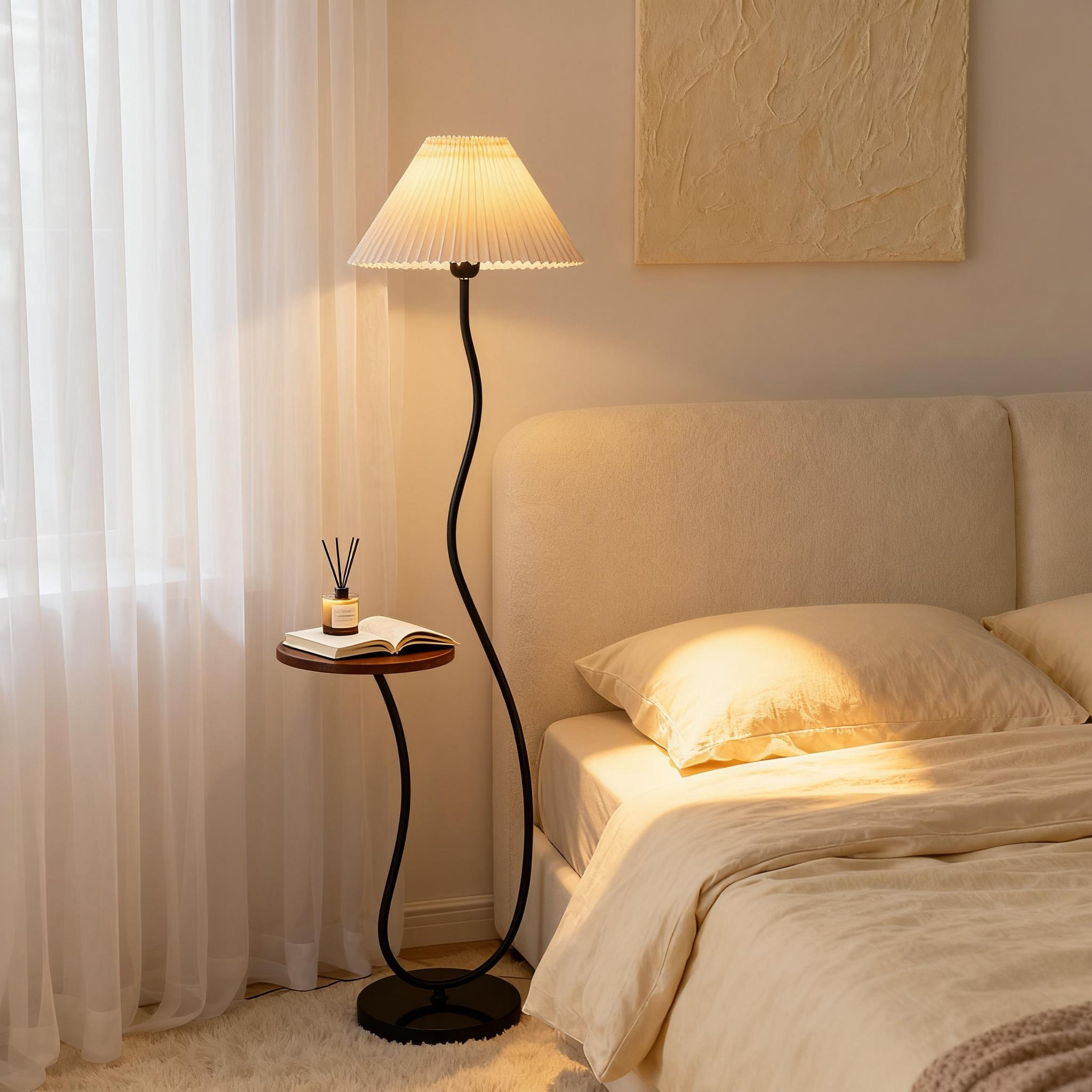 高级感落地灯客厅沙发氛围感2025新款立式台灯卧室床头置物架一体 - 图3