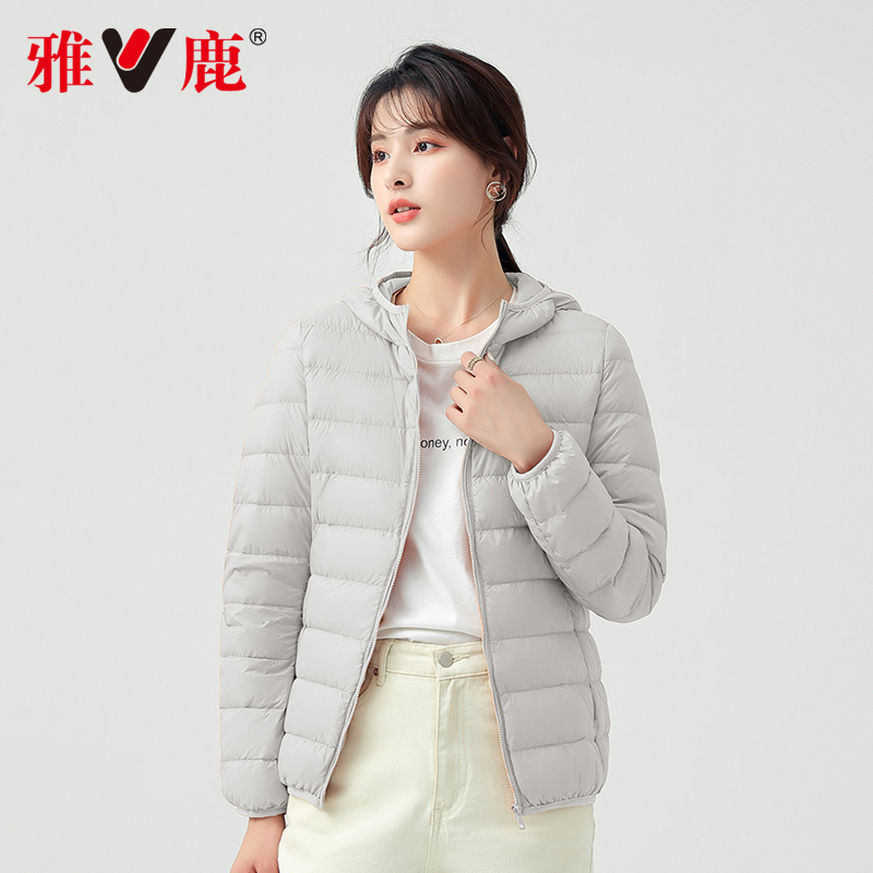 雅鹿官方旗舰店轻薄款短款无缝羽绒服女连帽时尚宽松内胆保暖外套 - 图3