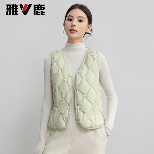 雅鹿轻薄羽绒马甲内胆背心女2025冬季新款保暖短款大衣内搭马夹女