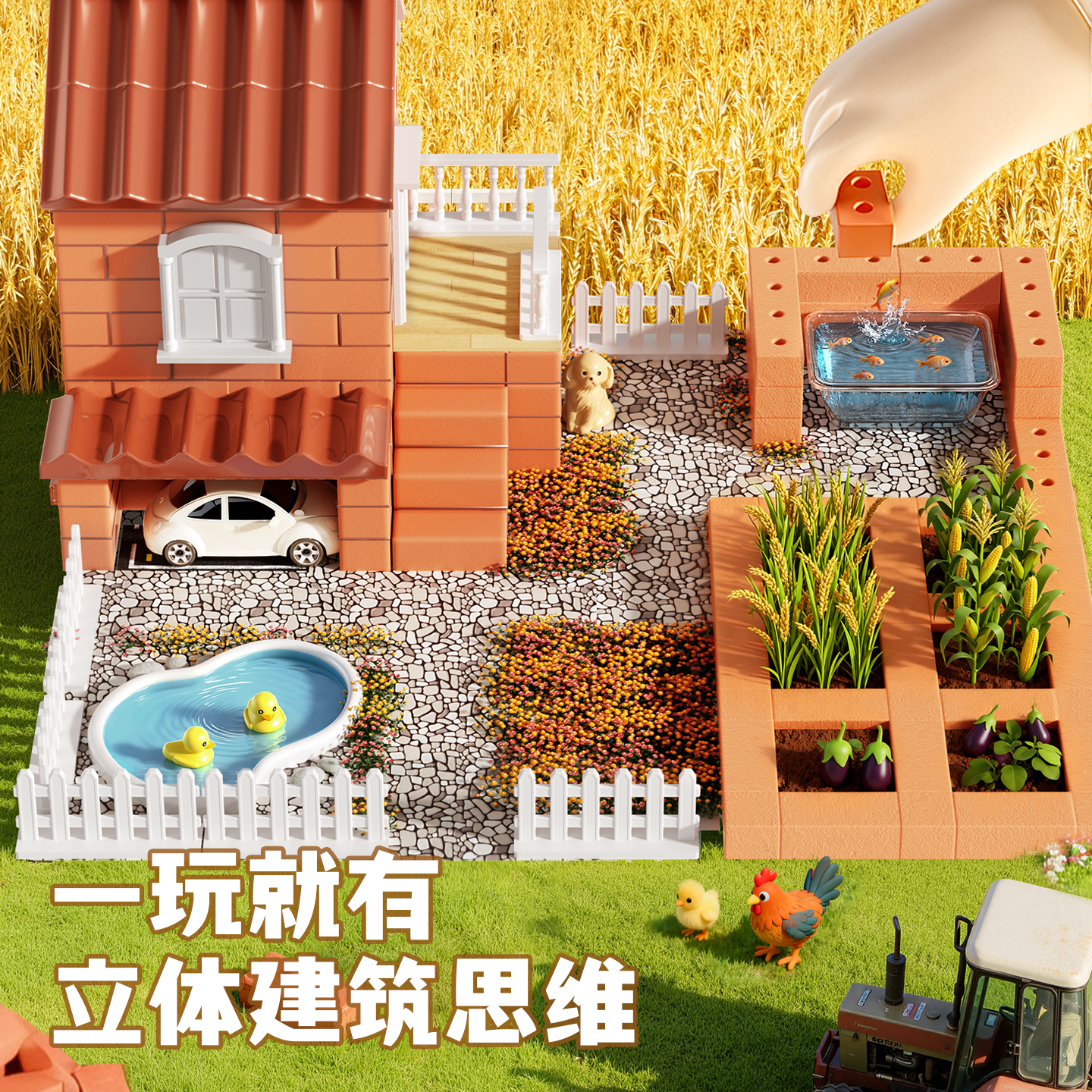 盖房子砌墙儿童玩具diy手工屋小小泥瓦匠搭建水泥砌砖头筑房迷你3,淘宝优惠券,粉丝福利购,淘宝优惠卷