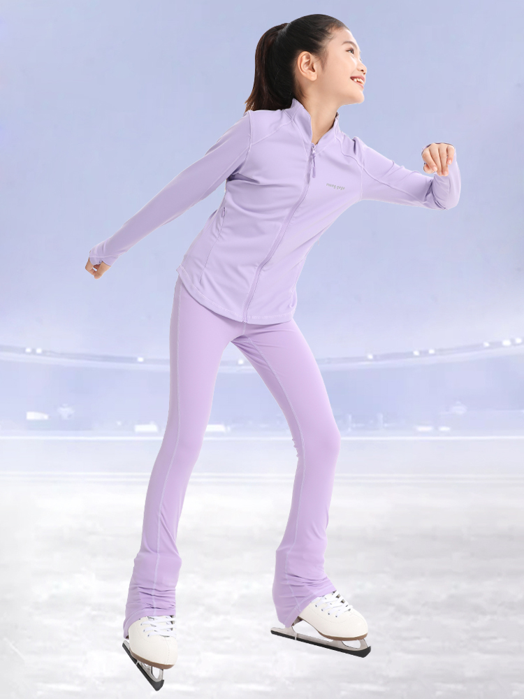 女童滑冰服花样滑冰训练服上衣高弹力舒适透气2024年新款外套裤子 - 图0