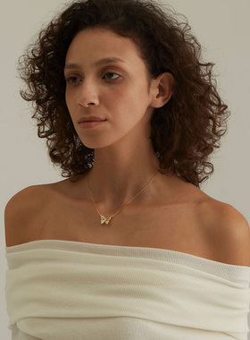 ZIVGREY镶钻白贝母蝴蝶吊坠项链