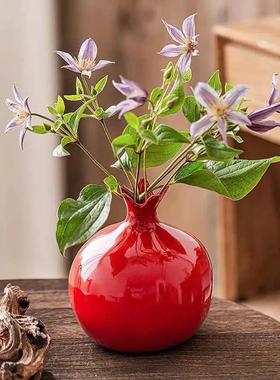 情绪稳定花瓶摆件客厅插花轻奢高级感红色石榴水培餐桌装饰厂家