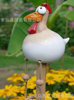 Fairy Statue跨境树脂工艺品大眼鸡吊脚鸡长脚挂件摆件园林装