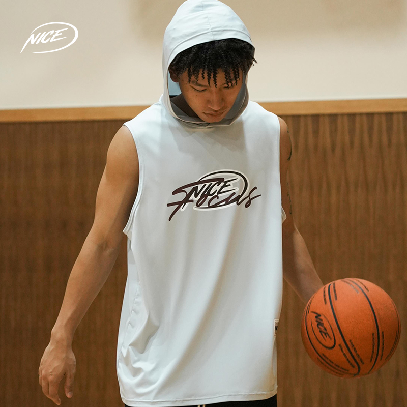 NICEID NICE连帽篮球背心投篮服热身训练服透气运动宽松无袖上衣 - 图1