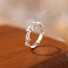 Pure silver flower live ring for women, sweet and versatile