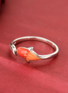 925银复古福运锦鲤戒指创意清新