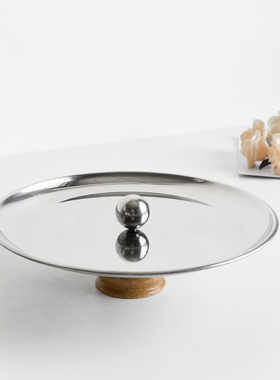 北欧高脚托盘ins风家居装饰桌面摆件不锈钢收纳置物架拍摄样板房