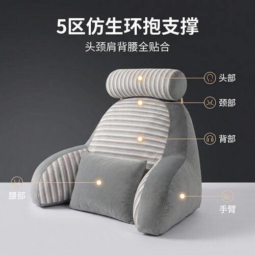 床头靠垫大靠背软包床上护腰靠枕孕妇护颈哺乳期看书神器夏季凉感 - 图0