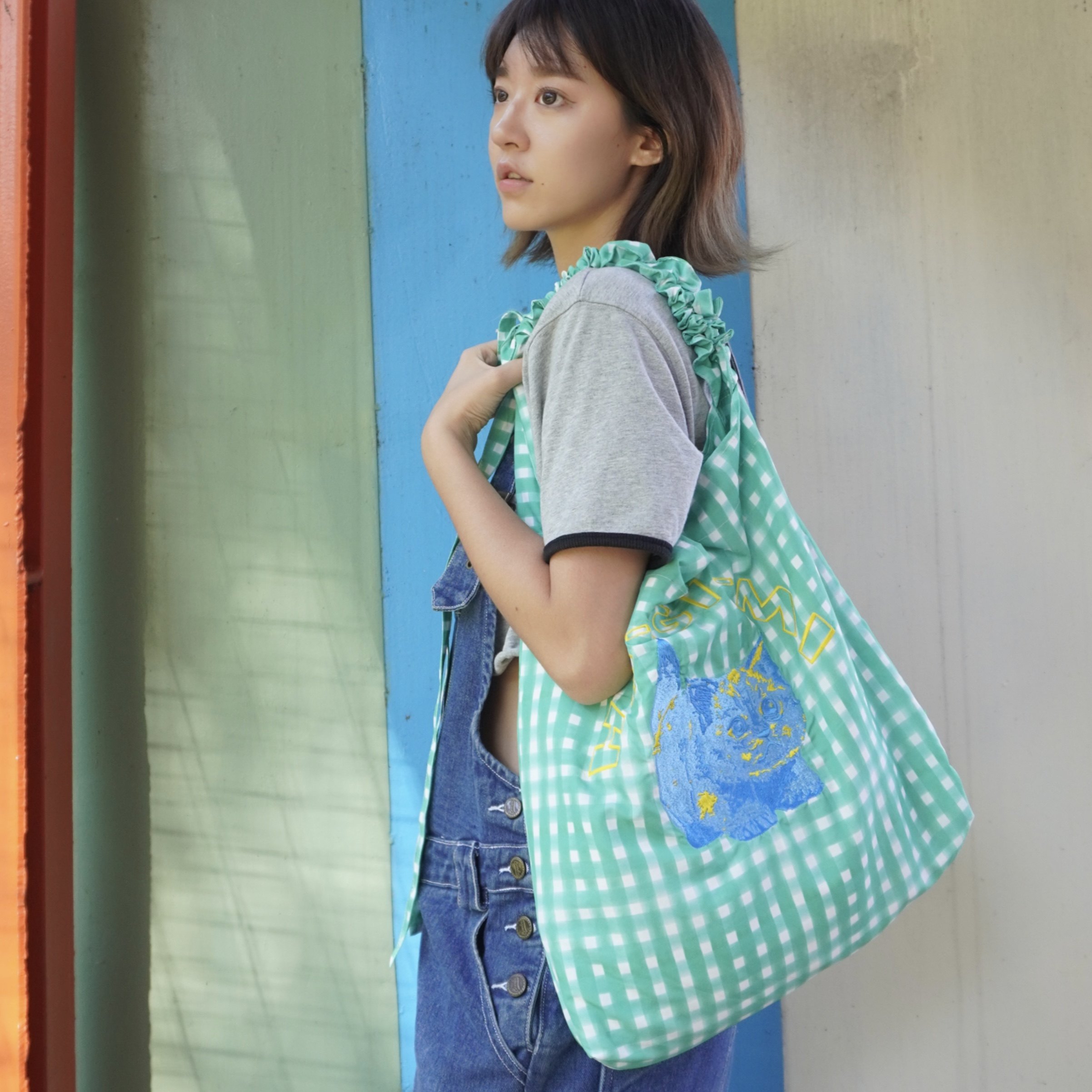 SIF商店新款原创森系格子刺绣猫咪图案大容量轻便单肩斜挎两用包,淘宝优惠券,粉丝福利购,淘宝优惠卷