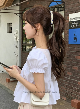 韩国KITSCH复古少女减龄星星豹纹高马尾香蕉夹竖夹法式发夹子