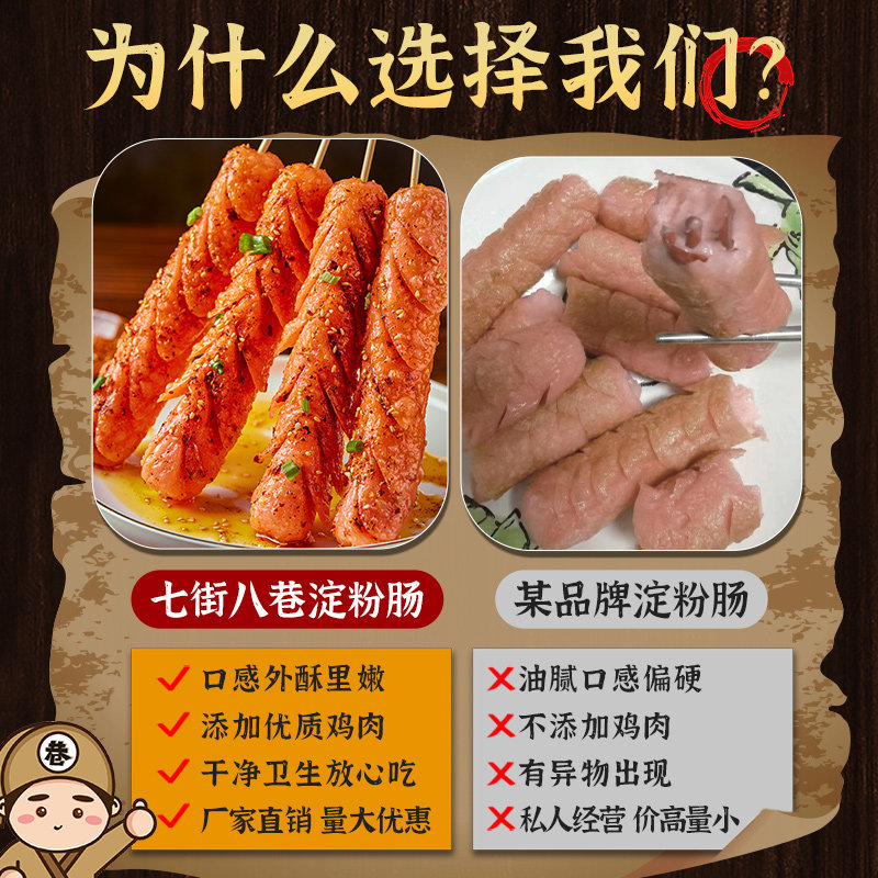 淀粉烧烤食材路边摊脆皮烤肠火腿肠 七街八巷小石榴香肠/腊肠