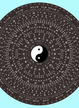 黑色罗盘八卦太极图玄关挂画