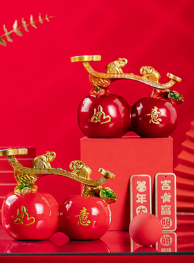 国潮平安如意苹果摆件招财客厅电视酒柜装饰品乔迁新居平安夜礼品