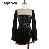 ZAGITOVA Figure Skating Performance Girls Skating Dress Children Adult Competition Test Class Black Dance Suit