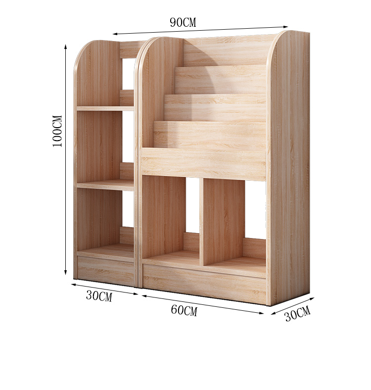 儿童图书收纳架书架免安装绘本架书柜原木家用现代落地置物架实木