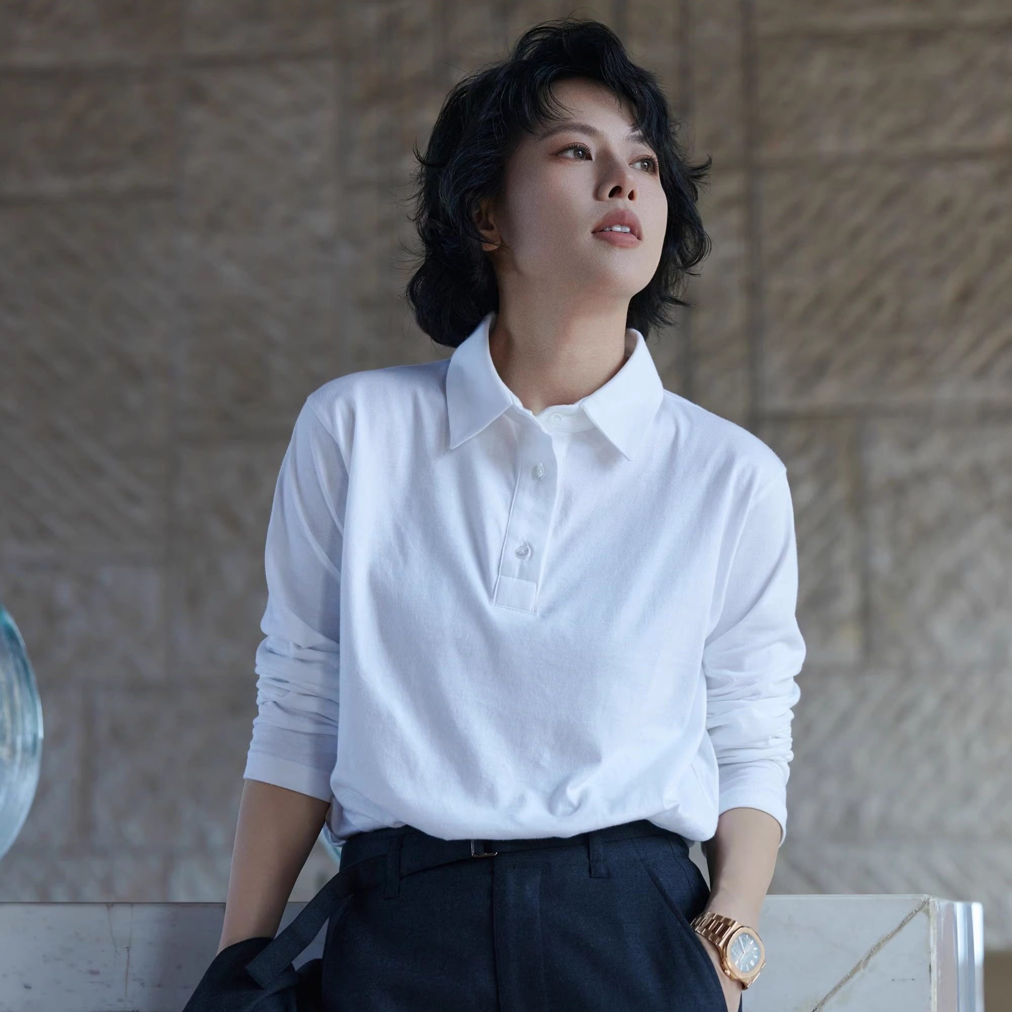 【叠穿搭子】ROW风POLO翻领长袖T恤纯欲慵懒风女装53T232730,淘宝优惠券,粉丝福利购,淘宝优惠卷