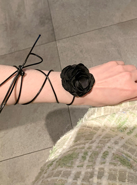 showdigu玫瑰花丝带颈链