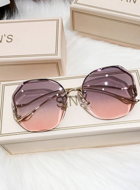 无边钻石切边女款太阳镜墨镜网红