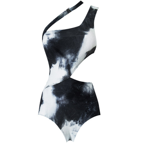 游泳衣女连体小胸聚拢高级感镂空单肩温泉度假2024年新款黑色 - 图3