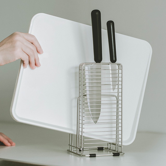 Japanese ASVEL stainless steel cutting board stand integrated knife stand