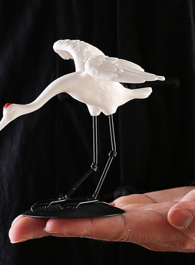 陶瓷白鹤动物摆件盆栽假山水景造景微景观装饰工艺品桌面装饰品