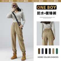 ONE BOY American outdoor punching pants woman warm autumn and winter thickened with velvety and windproof foot waterproof bunches