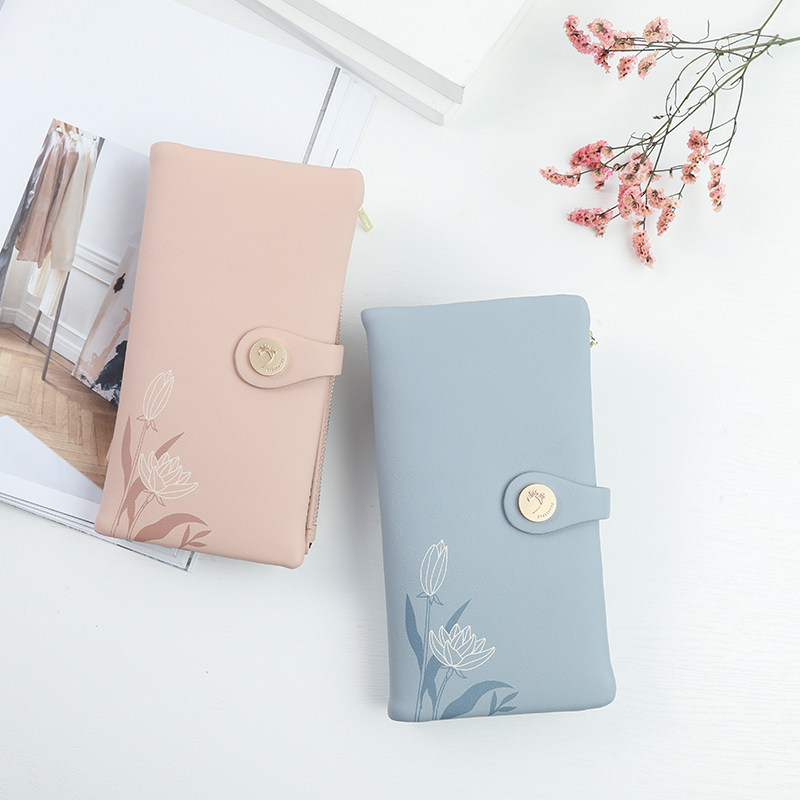 长款小众简约小清新软皮学生零钱包 findchoose钱包