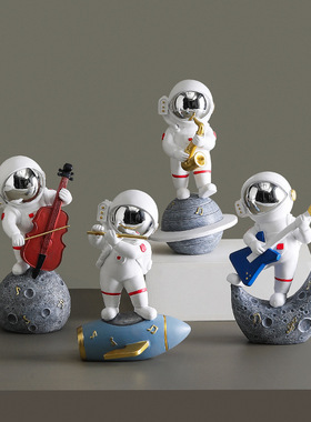 创意乐队太空人宇航员桌面摆件客厅家居装饰树脂工艺品礼物