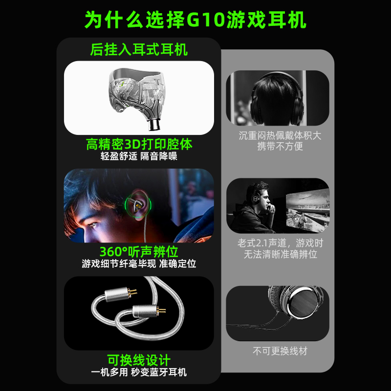 epz g10有线带麦HIFI入耳式游戏耳机电脑吃鸡电竞降噪Typec直插版 - 图2