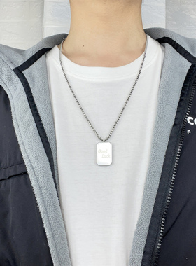 GoodLuck幸运方牌男女钛钢项链